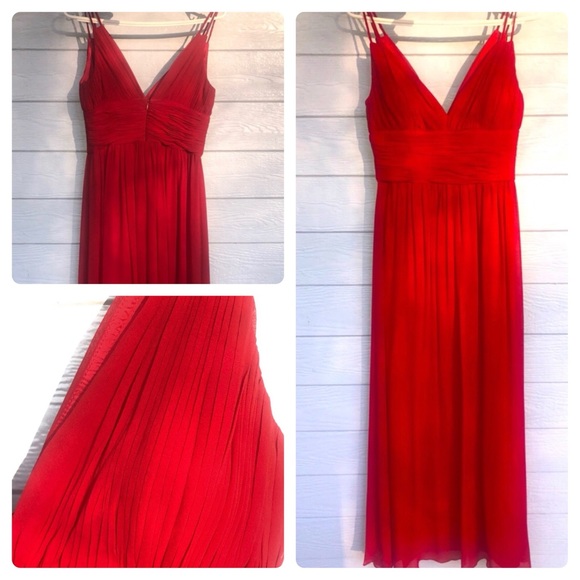 OC by OC Dresses & Skirts - OC by OC Red 100% Silk Formal Dress DeepV Size 6